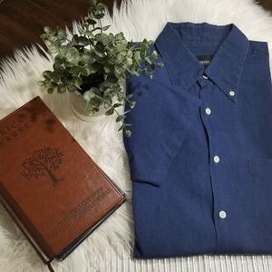 Hugo Boss Blue cotton Short Sleeve  Shirt   size L